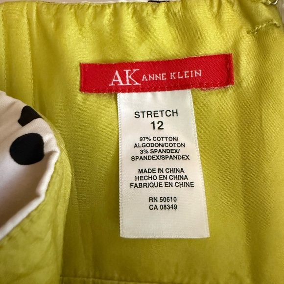 Anne Klein Strapless Black & White Floral Dress Green Bow Size 12 Fit & Flare - Picture 8 of 8